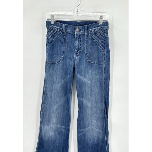 vintage Y2K 7 FOR ALL MANKIND bootcut jeans flare mid rise medium wash blue 27 - Picture 2 of 11
